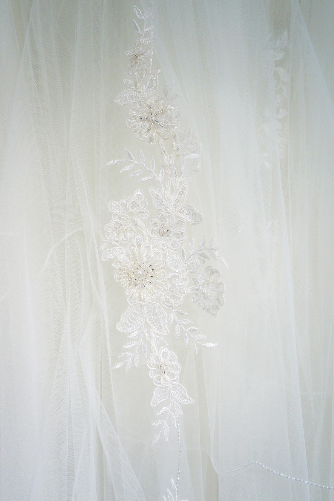 Beaded Lace Vine Veil - Richard Designs