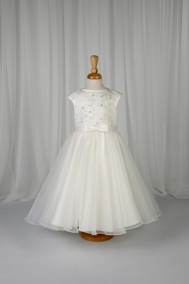 Lace & Organza Dress With Bow - Richard Designs
