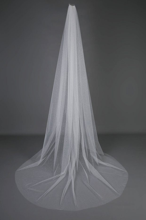 StylishBrideAccs Amazing Glitter Cathedral Bridal Veil, Long Sparkle Princess Veil, Trendy Veil New SBA Collection Long Glitter Tulle Veil