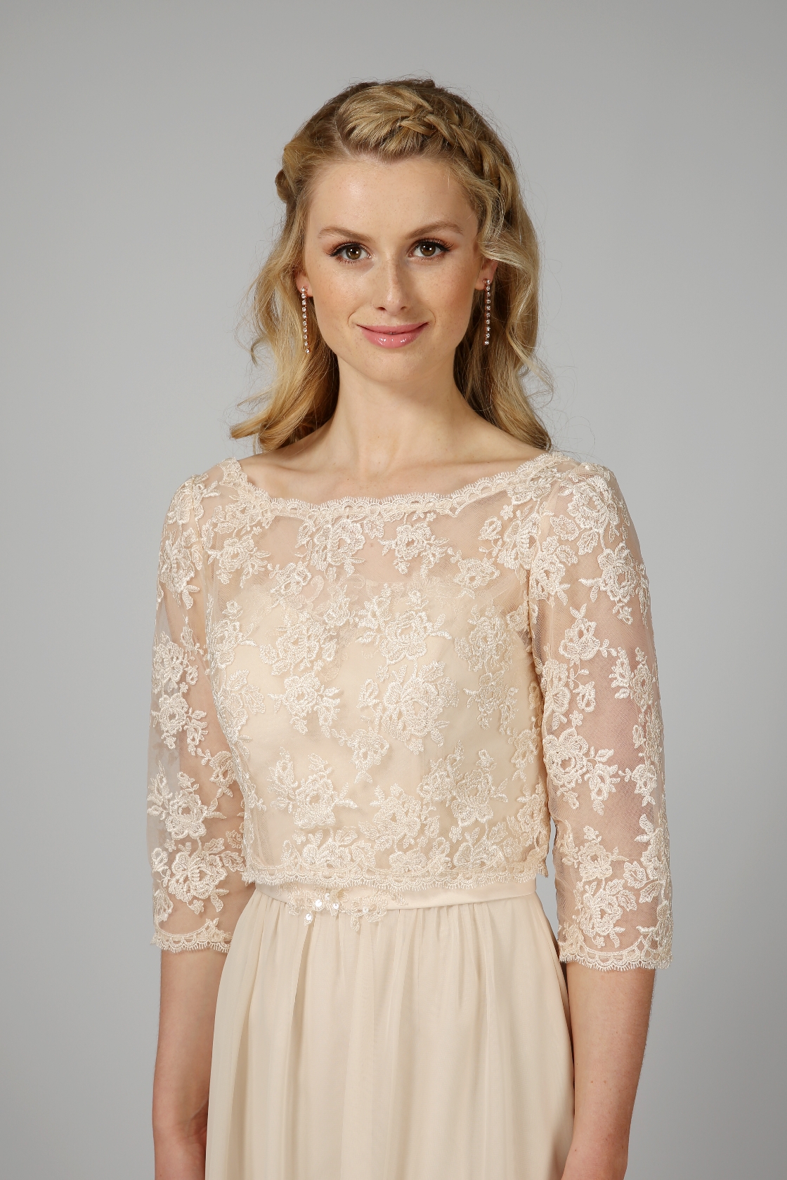Champagne lace shrug sales