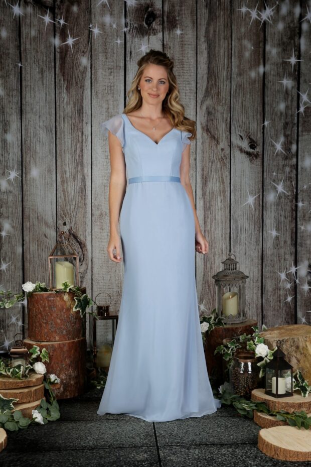 Soft V Neck Frill Sleeve Dress Richard Designs