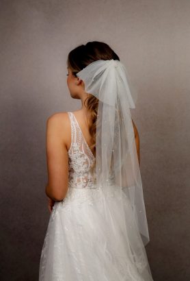 2-tier Veil With Bow White Bow Veil Bridal Shower 