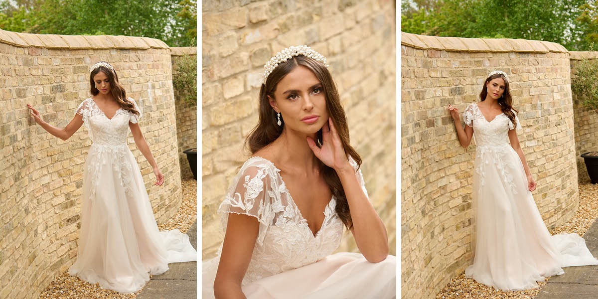 Bride with a pearl bridal headpiece