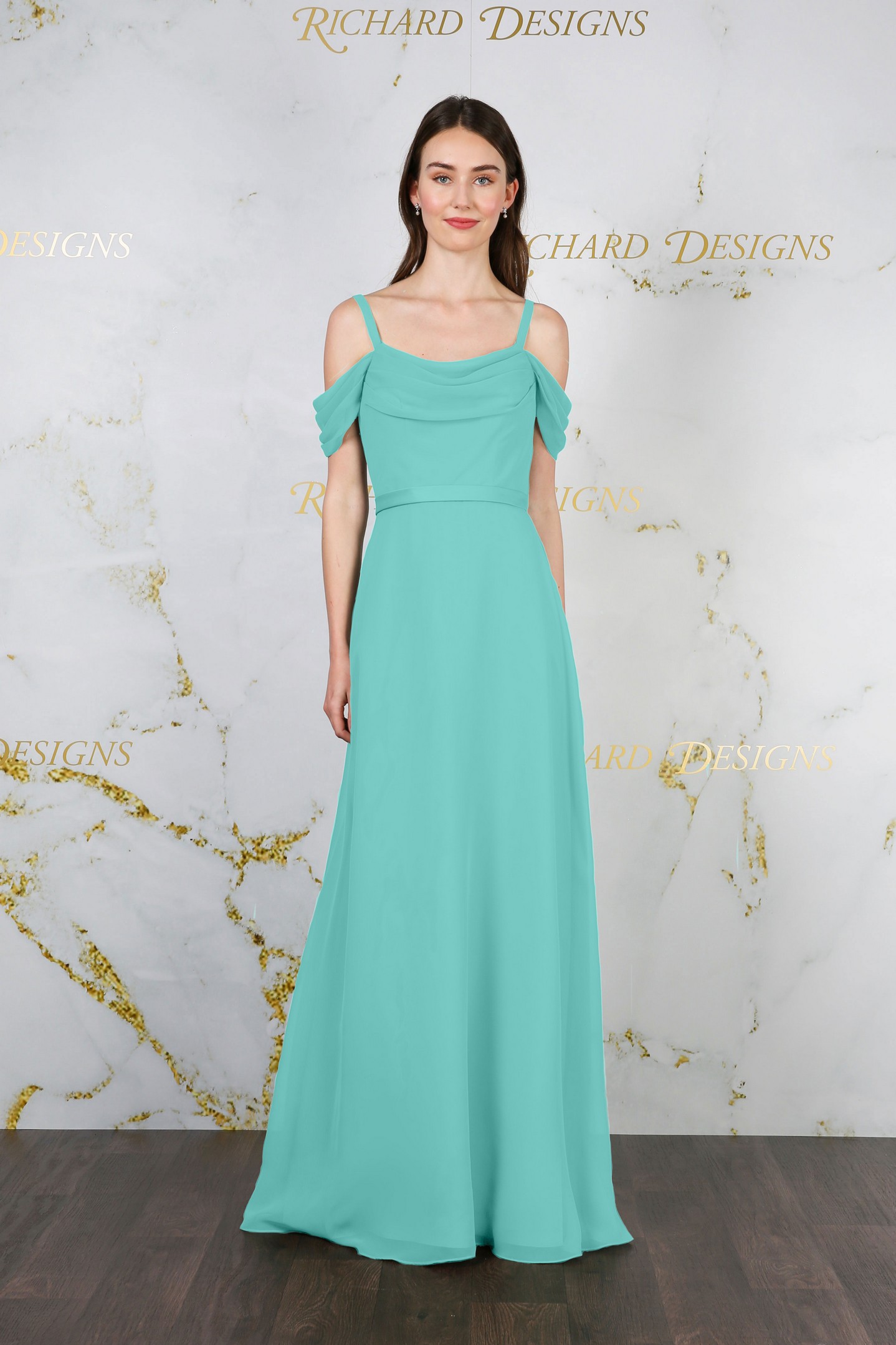 Chiffon OfftheShoulder Strap Dress Richard Designs