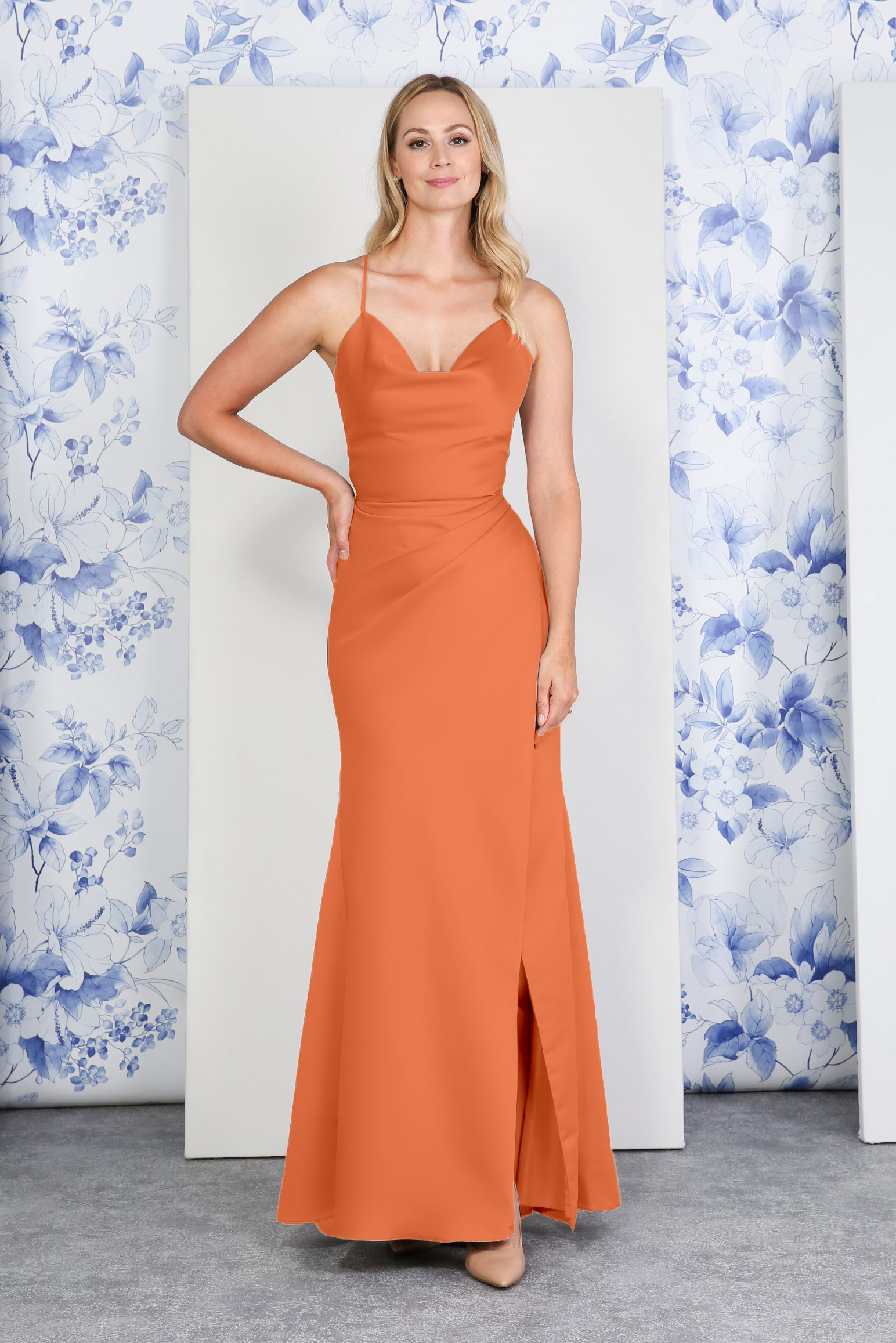 Lace-up Back Satin Dress - Richard Designs